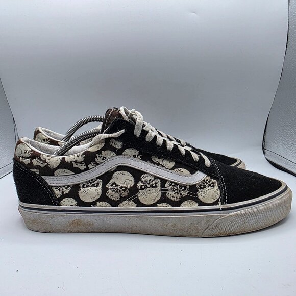 Vans Old Skool Skulls Mens Size 12 Black White Sneaker Shoes Casual Walking